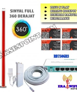 Paket Usaha Wifi Hotspot RT RW Net 5 Km 360 Derajat Sistem Voucher CPE220EXT 30 dBm Mimo Slotted 17 