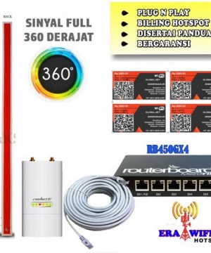 Paket Wifi Hotspot RT RW Net 5 Km 360 Derajat Sistem Voucher ROCKET M2 - RB450GX4