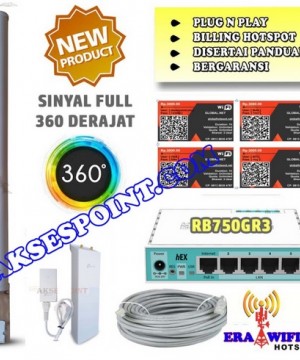 Paket Usaha Wifi Hotspot RT RW Net 3 Km 360 Derajat 30 dBm - RB750GR3